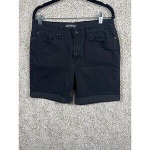 DKNY Jeans Shorts Womens 8 Black Rolled Hem Denim Casual Stretch